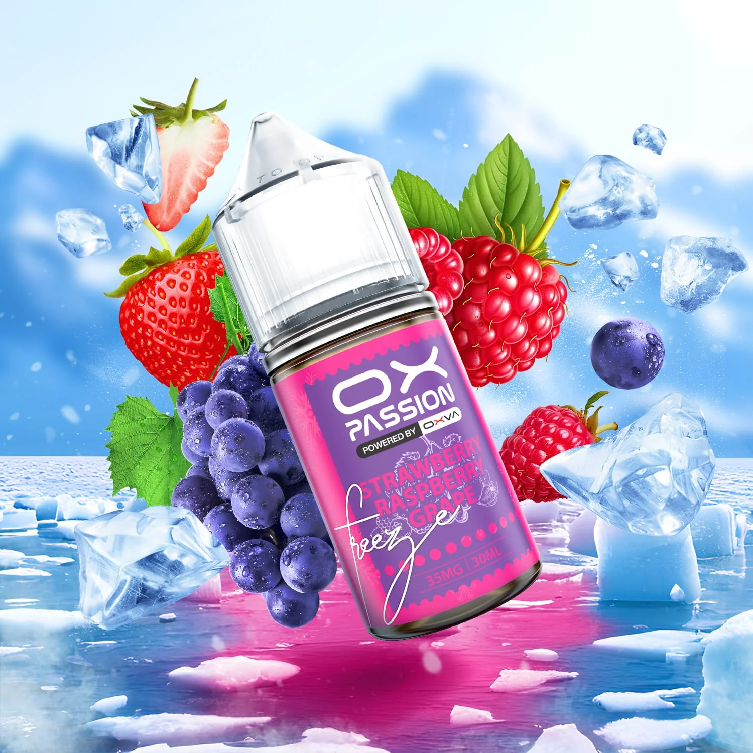 Ox Passion Freeze Flavor Strawberry Raspberry Grape 30ml By Oxva