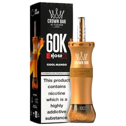 Al Fakher Crown Bar E Hose X Disposable – COOL MANGO – (60000 Puffs) ( RECHARGEABLE )